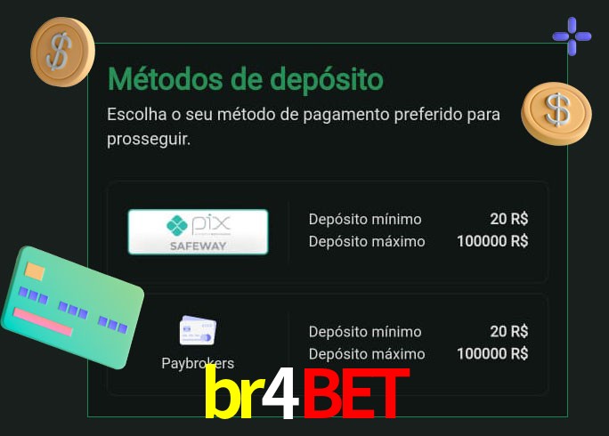 O cassino br4bet oferece uma grande variedade de métodos de pagamento
